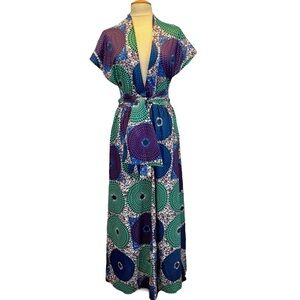 Vibrant Green and Blue Maxi Dress